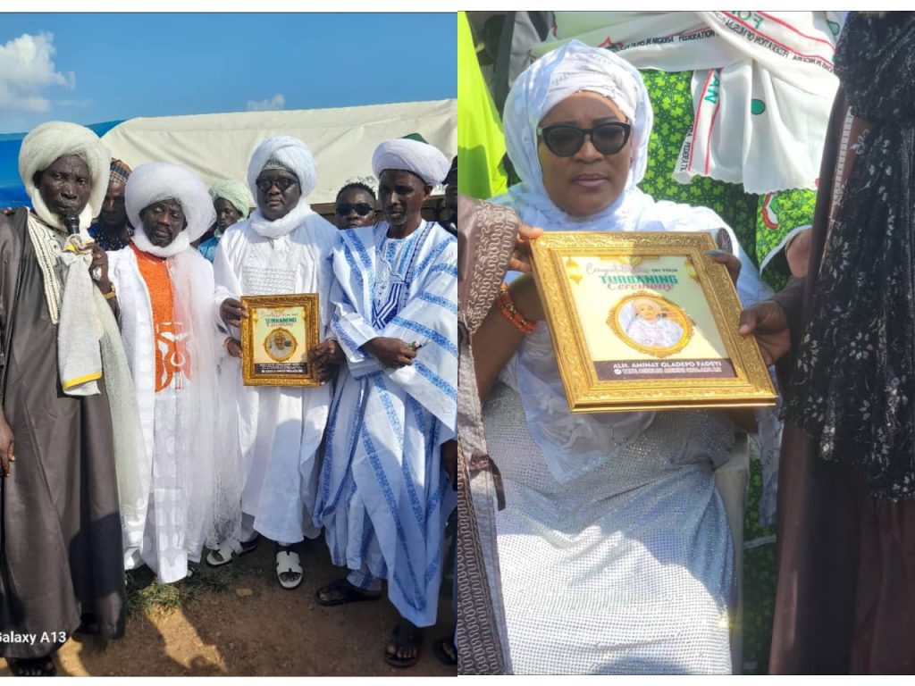 Oyo Assembly Deputy Speaker, Mohammed Fadeyi, Wife Turbaned As Asiwaju Adinni and Yeye Asiwaju Adinni of Ona-Ara LG