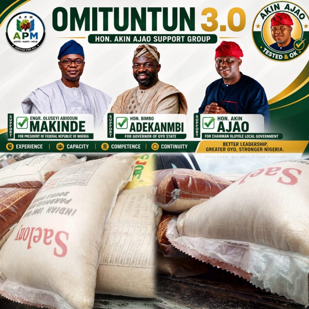 Service in Action: Hon. Akin Ajao Supports Oluyole Party Members With 20 Bags of Rice