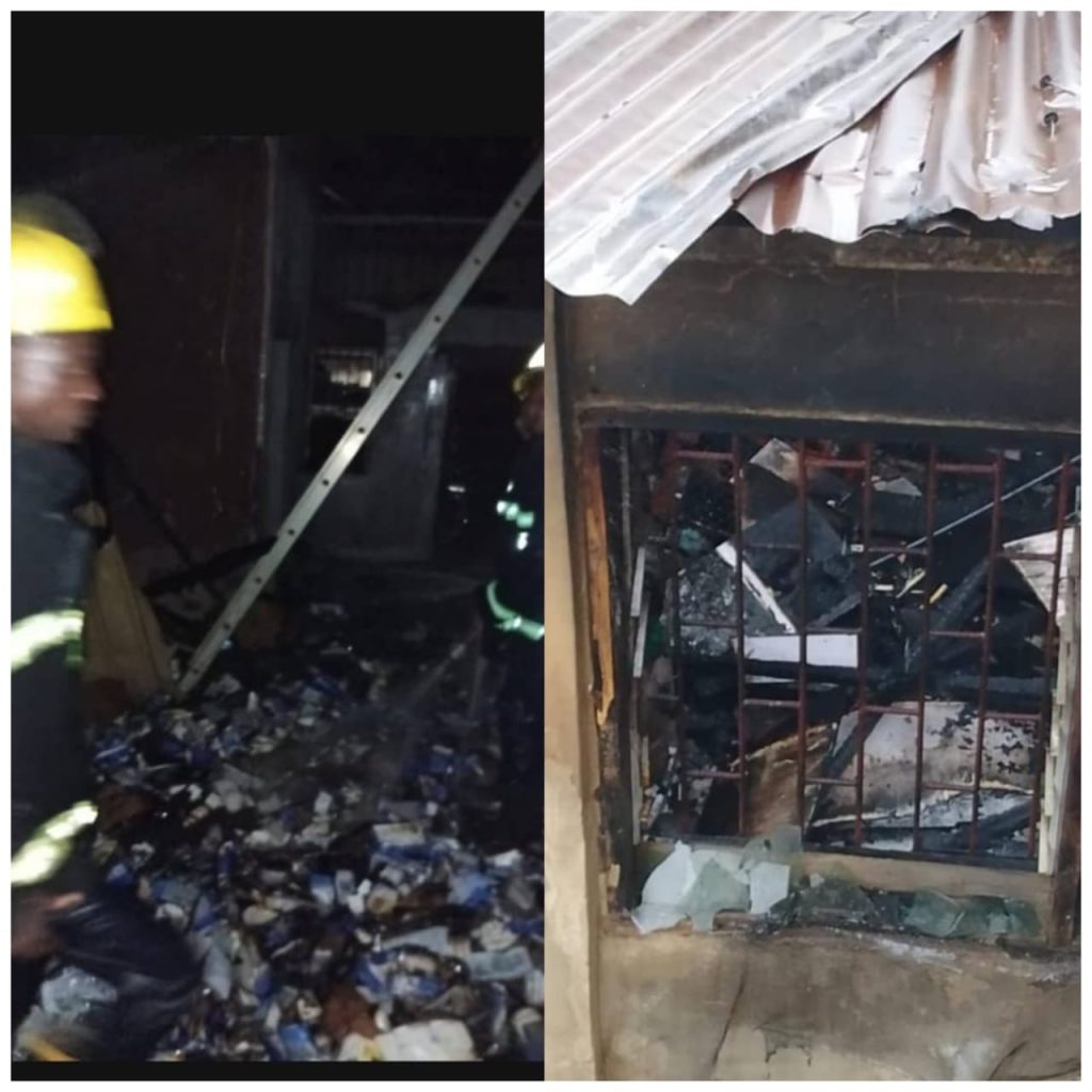 PHOTOS: Fire Ravages Mobile Phones Shop, Residential Building In Ibadan